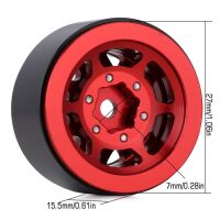 INJORA 1.0 12-Spokes Beadlock Aluminum Wheel Rims for 1/24 RC Crawlers (4) (W1049) - Red