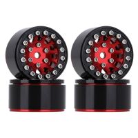 INJORA 1.0" 12-Spokes Beadlock Aluminum Wheel Rims for 1/24 RC Crawlers (4) (W1049) - Red