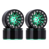 INJORA 1.0" 12-Spokes Beadlock Aluminum Wheel Rims for 1/24 RC Crawlers (4) (W1049) - Green