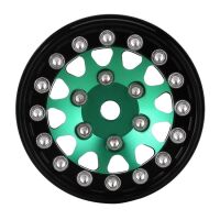 INJORA 1.0" 12-Spokes Beadlock Aluminum Wheel Rims for 1/24 RC Crawlers (4) (W1049) - Green
