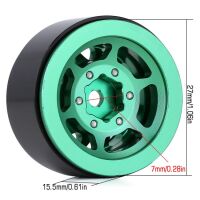 INJORA 1.0" 12-Spokes Beadlock Aluminum Wheel Rims for 1/24 RC Crawlers (4) (W1049) - Green