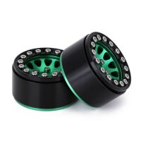 INJORA 1.0" 12-Spokes Beadlock Aluminum Wheel Rims for 1/24 RC Crawlers (4) (W1049) - Green