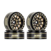 INJORA 1.0 Plus 42g/pcs 12-Spoke Brass Grey Beadlock Wheel Rims for 1/24 1/18 RC Crawler (4) (W1101BGD)