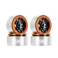 INJORA 1.9" Negative Offset 10.4mm Deep Dish Beadlock Wheel Rim for 1/10 RC Crawler (4) (W1949) Orange/Black