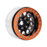 INJORA 1.9" Negative Offset 10.4mm Deep Dish Beadlock Wheel Rim for 1/10 RC Crawler (4) (W1949) Orange/Black