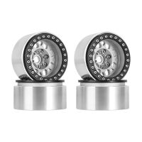 INJORA 1.9" CNC Aluminum Offset -10.4mm Deep Dish Beadlock Wheels for 1/10 RC Crawler (4) (W1950) Silver