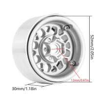 INJORA 1.9" CNC Aluminum Offset -10.4mm Deep Dish Beadlock Wheels for 1/10 RC Crawler (4) (W1950) Silver