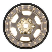 INJORA 1.0 Plus 6-Spoke Brass Beadlock Wheels 43g/pcs offset -3.75mm for 1/18 1/24 RC Crawler (4) (W1103) Grey