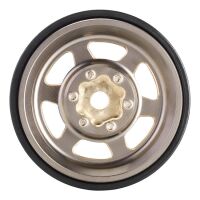 INJORA 1.0 Plus 6-Spoke Brass Beadlock Wheels 43g/pcs offset -3.75mm for 1/18 1/24 RC Crawler (4) (W1103) Grey