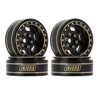 INJORA 1.0 Plus 6-Spoke Brass Beadlock Wheels 43g/pcs offset -3.75mm for 1/18 1/24 RC Crawler (4) (W1103) Black