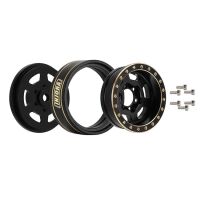 INJORA 1.0 Plus 6-Spoke Brass Beadlock Wheels 43g/pcs offset -3.75mm for 1/18 1/24 RC Crawler (4) (W1103) Black