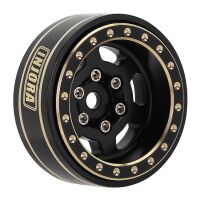 INJORA 1.0 Plus 6-Spoke Brass Beadlock Wheels 43g/pcs offset -3.75mm for 1/18 1/24 RC Crawler (4) (W1103) Black