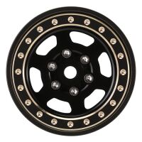 INJORA 1.0 Plus 6-Spoke Brass Beadlock Wheels 43g/pcs offset -3.75mm for 1/18 1/24 RC Crawler (4) (W1103) Black