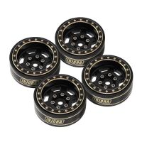 INJORA 1.0 Plus 6-Spoke Brass Beadlock Wheels 43g/pcs offset -3.75mm for 1/18 1/24 RC Crawler (4) (W1103) Black