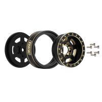 INJORA 1.0 Plus 6-Spoke Brass Beadlock Wheels 43g/pcs offset -3.75mm for 1/18 1/24 RC Crawler (4) (W1103) Black and Gold