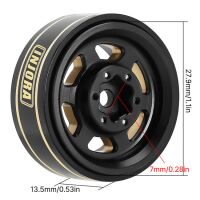 INJORA 1.0 Plus 6-Spoke Brass Beadlock Wheels 43g/pcs offset -3.75mm for 1/18 1/24 RC Crawler (4) (W1103) Black and Gold