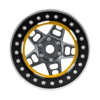 INJORA 2.2" 5-Spokes Negative Offset 10mm Wheels for 1/10 RC Crawler (4) (W2209) Black-Grey