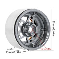 INJORA 2.2" 5-Spokes Negative Offset 10mm Wheels for 1/10 RC Crawler (4) (W2209) Black-Grey