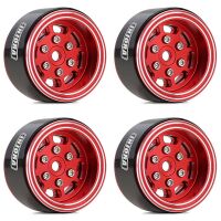 INJORA 1.0" 8-Spoke CNC Aluminum Beadlock Wheel Rim for 1/24 RC Crawlers (4) (W1007) - Red