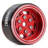 INJORA 1.0" 8-Spoke CNC Aluminum Beadlock Wheel Rim for 1/24 RC Crawlers (4) (W1007) - Red