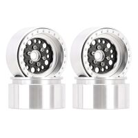 INJORA 1.9" Deep Dish Carbon Aluminum Beadlock Wheels Offset -10mm For 1/10 RC Crawlers (W1953) Silver