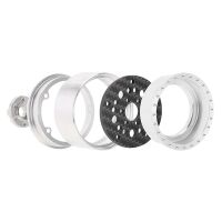 INJORA 1.9" Deep Dish Carbon Aluminum Beadlock Wheels Offset -10mm For 1/10 RC Crawlers (W1953) Silver