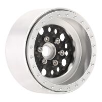 INJORA 1.9" Deep Dish Carbon Aluminum Beadlock Wheels Offset -10mm For 1/10 RC Crawlers (W1953) Silver