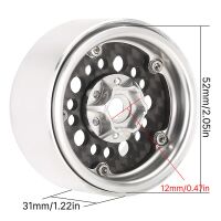 INJORA 1.9" Deep Dish Carbon Aluminum Beadlock Wheels Offset -10mm For 1/10 RC Crawlers (W1953) Silver