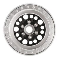 INJORA 1.9" Deep Dish Carbon Aluminum Beadlock Wheels Offset -10mm For 1/10 RC Crawlers (W1953) Silver