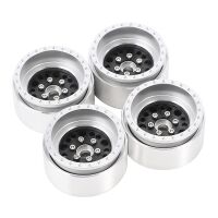 INJORA 1.9" Deep Dish Carbon Aluminum Beadlock Wheels Offset -10mm For 1/10 RC Crawlers (W1953) Silver