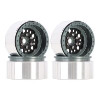 INJORA 1.9" Deep Dish Carbon Aluminum Beadlock Wheels Offset -10mm For 1/10 RC Crawlers (W1953) Grey