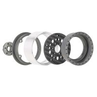 INJORA 1.9" Deep Dish Carbon Aluminum Beadlock Wheels Offset -10mm For 1/10 RC Crawlers (W1953) Grey