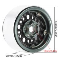 INJORA 1.9" Deep Dish Carbon Aluminum Beadlock Wheels Offset -10mm For 1/10 RC Crawlers (W1953) Grey