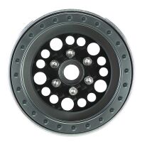 INJORA 1.9" Deep Dish Carbon Aluminum Beadlock Wheels Offset -10mm For 1/10 RC Crawlers (W1953) Grey