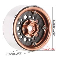 INJORA 1.9" Deep Dish Carbon Aluminum Beadlock Wheels Offset -10mm For 1/10 RC Crawlers (W1953) Bronze