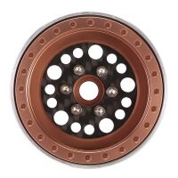 INJORA 1.9" Deep Dish Carbon Aluminum Beadlock Wheels Offset -10mm For 1/10 RC Crawlers (W1953) Bronze