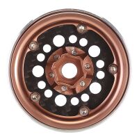 INJORA 1.9" Deep Dish Carbon Aluminum Beadlock Wheels Offset -10mm For 1/10 RC Crawlers (W1953) Bronze