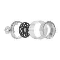 INJORA 1.9" Carbon Fiber Aluminum Wheels Offset -10mm For 1/10 RC Crawler (W1954) Silver Plated