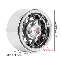 INJORA 1.9" Carbon Fiber Aluminum Wheels Offset -10mm For 1/10 RC Crawler (W1954) Silver Plated