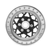 INJORA 1.9" Carbon Fiber Aluminum Wheels Offset -10mm For 1/10 RC Crawler (W1954) Silver Plated