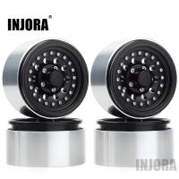 INJORA 4PCS 1.9" Black Aluminum Beadlock Wheel Rims For RC Crawler