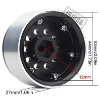 INJORA 4PCS 1.9" Black Aluminum Beadlock Wheel Rims For RC Crawler