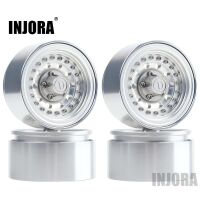 INJORA 4PCS 1.9" Silver Aluminum Beadlock Wheel Rims For RC Crawler