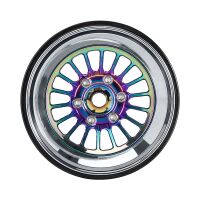 INJORA Turbine 1.3" CNC Aluminium Beadlock Wheels For 1/24 1/18 RC Crawler (W1303) SILVER WITH RAINBOW