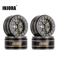 INJORA 1.0" 47g/pcs Black Brass Beadlock Wheel Deep Dish Negative Offset 3.15mm for 1/24 RC Crawlers (4) (W1005Grey)