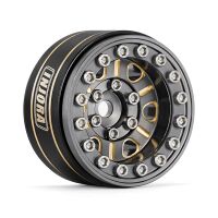 INJORA 1.0" 47g/pcs Black Brass Beadlock Wheel Deep Dish Negative Offset 3.15mm for 1/24 RC Crawlers (4) (W1005Grey)