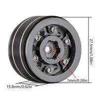 INJORA 1.0" 47g/pcs Black Brass Beadlock Wheel Deep Dish Negative Offset 3.15mm for 1/24 RC Crawlers (4) (W1005Grey)