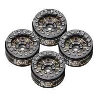 INJORA 1.0" 47g/pcs Black Brass Beadlock Wheel Deep Dish Negative Offset 3.15mm for 1/24 RC Crawlers (4) (W1005Grey)